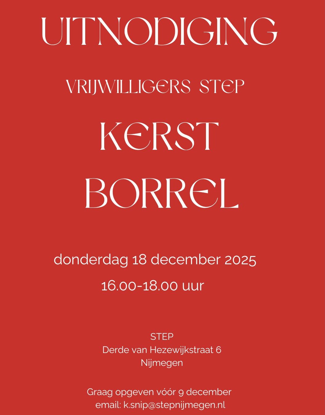 Kerstborrel voor alle vrijwilligers